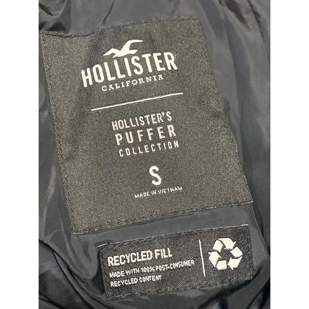 Hollister Women's Black Full Zip Snap Long Sleeve Puffer Coat Jacket Size S